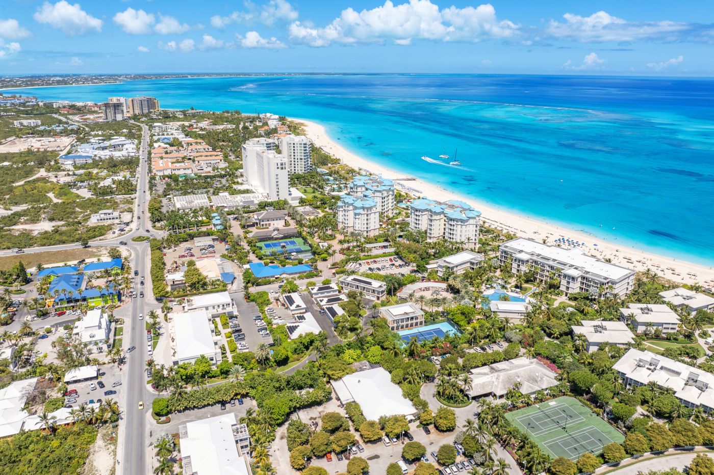 Aerial view of Grace Bay, Providenciales